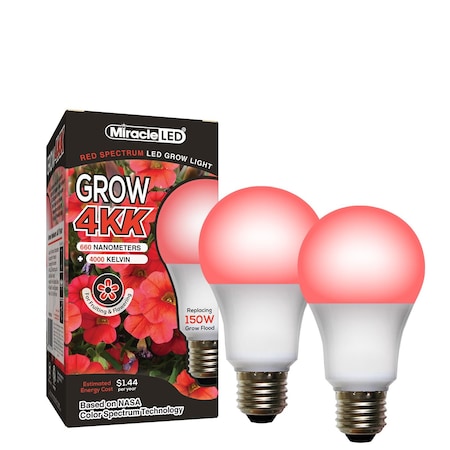 Miracle Led 4KK Indoor Grow Light Bulb, 4000K Red Spectrum Replace 150W Grow Bulbs for Vegetables, Herbs, 2PK 801864